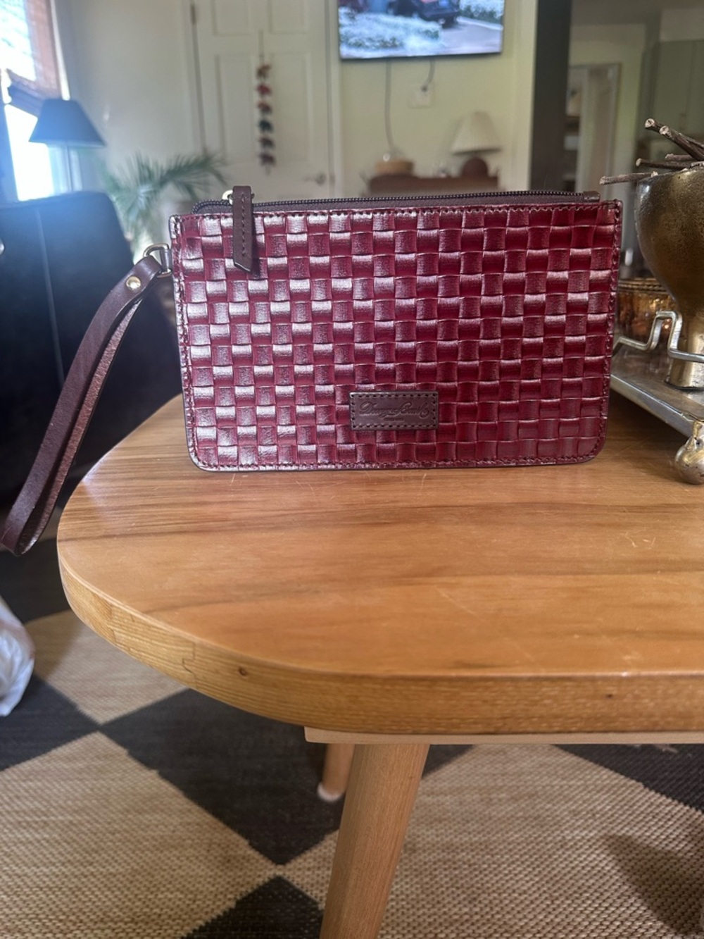 Dooney & Bourke Woven Leather Wristlet - Wine. New, never used